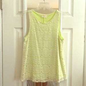 2/$20 Everly Lime Lace Tank Size Small